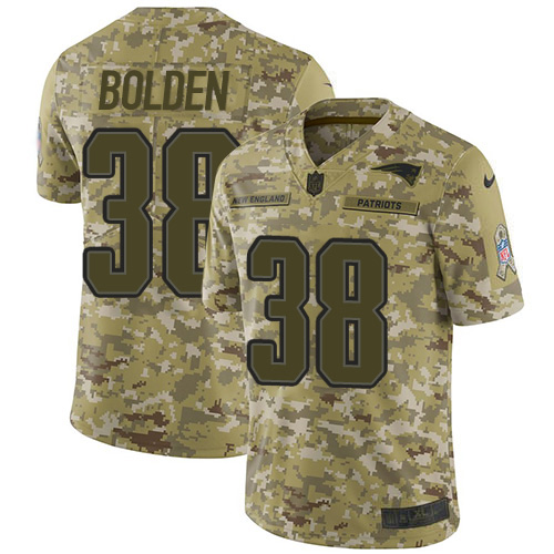 Nike Patriots #38 Brandon Bolden Camo Youth Stitched NFL Limited 2018 Salute to Service Jersey